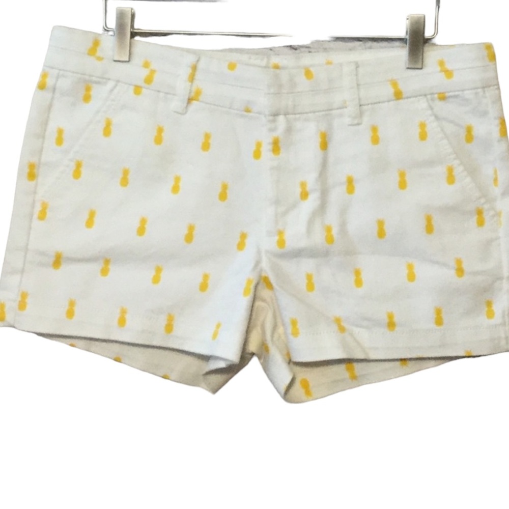HARPER sz Medium Shorts Stretch Denim Pineapple Motif Pockets White NWT